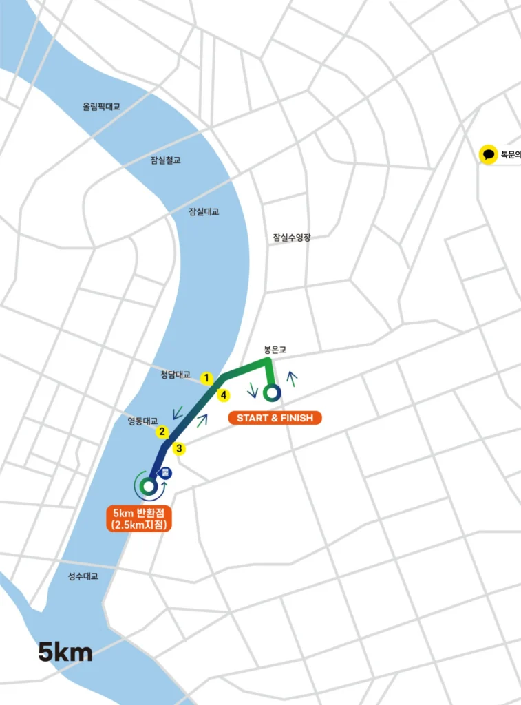 강남 국제평화마라톤 2025 5km코스