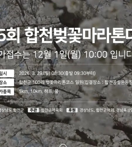 2026 합천벚꽃마라톤 접수 신청 코스 일정 환불 기록조회 안내
